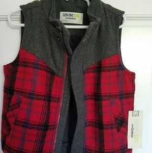 Genuine kids 4T red and gray plaid vest
